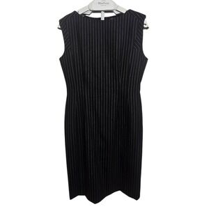 Worth New York Wool Pinstripe Black Sheath Women's Dress Size 6 Lined Sleeveless